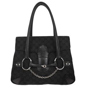 Gucci Black GG Horsebit Handbag 120982 002058 135154